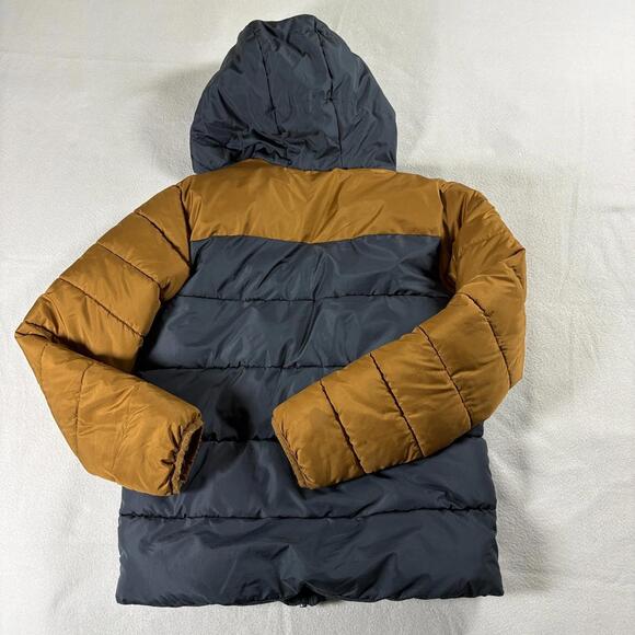 SwissTech Boys Hooded Puffer Jacket Colorblock Gray Brown Youth L 10-12 Coat Zip - Picture 6 of 6